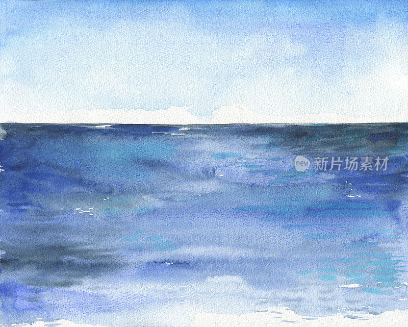 Ocean watercolor hand painting illustration